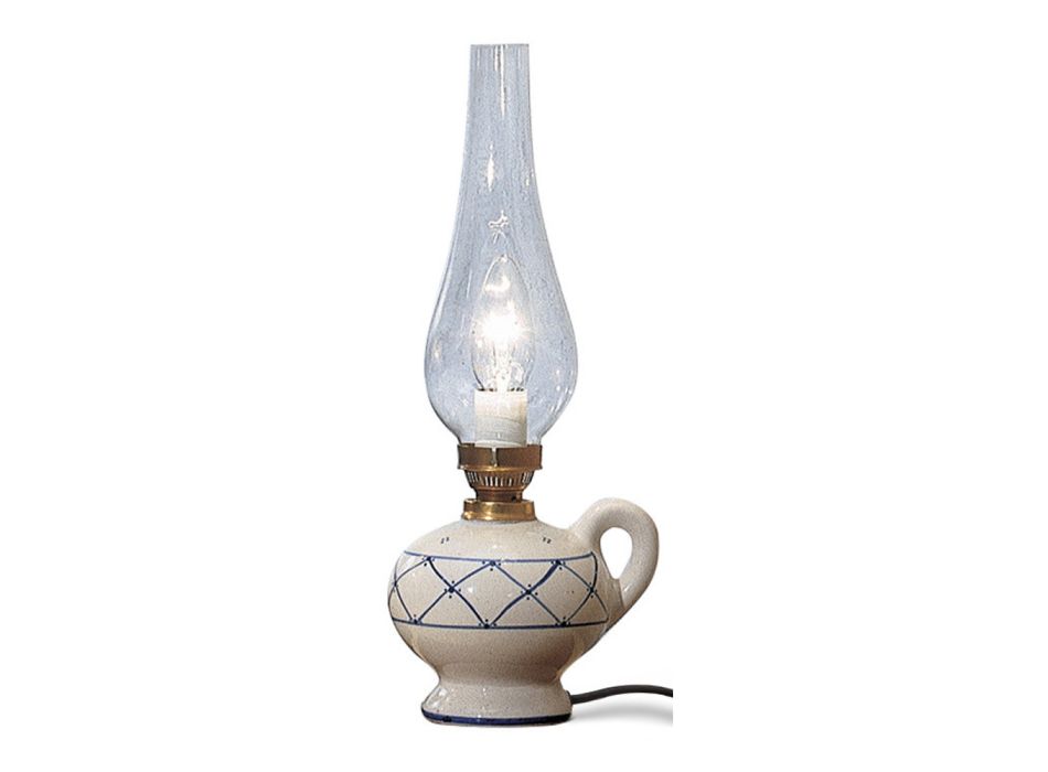 Tischlampe aus Keramik handdekoriert im rustikalen Stil Ferroluce Viadurini