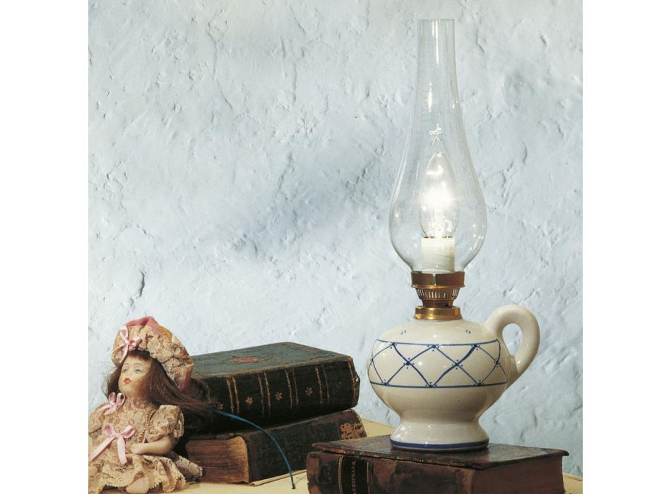 Tischlampe aus Keramik handdekoriert im rustikalen Stil Ferroluce Viadurini