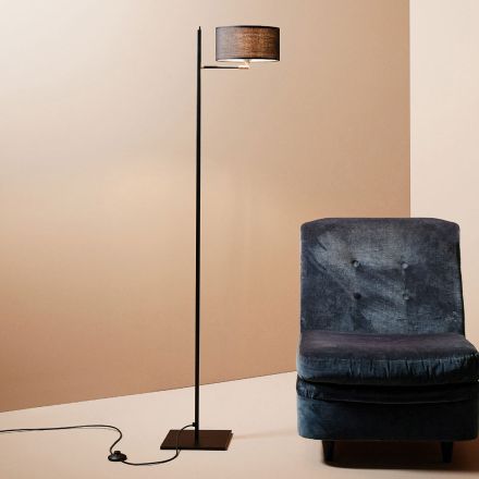 LED-Stehlampe im Vintage-Stil aus Eisen und Leinen Made in Italy - Sesto Viadurini