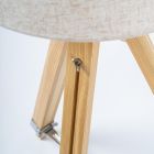 Stehlampe mit 3-Fuß-Holzfuß und Lampenschirm aus Segeltuch - Evette Viadurini