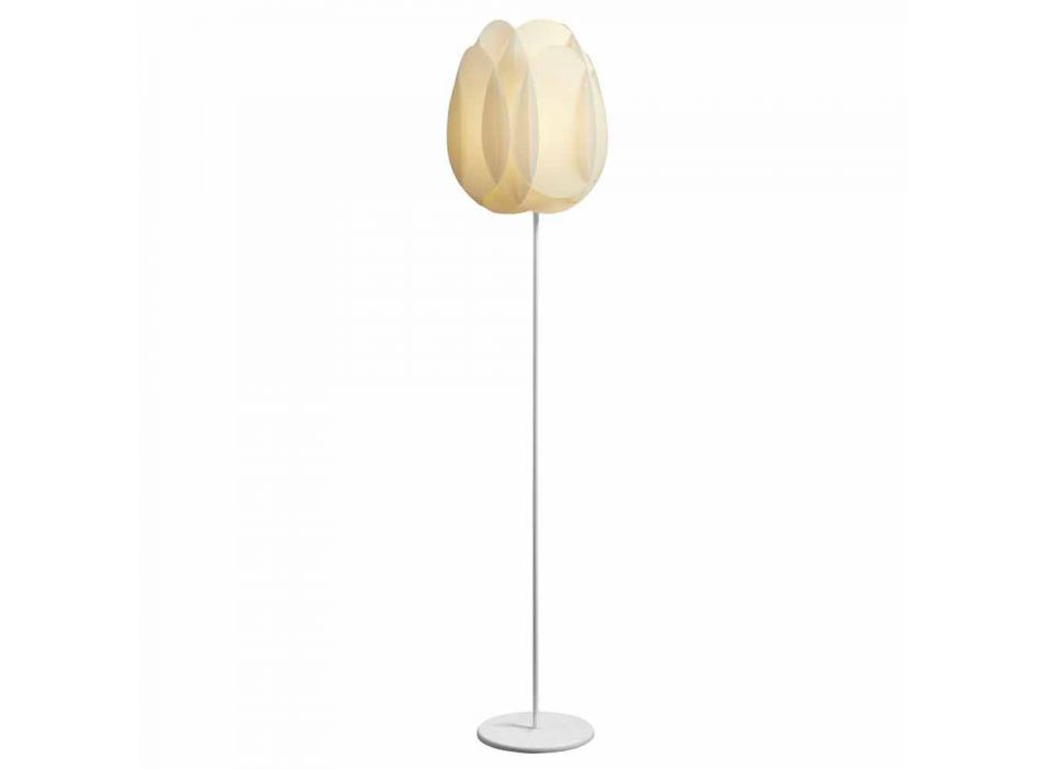 Stehlampe mit weißem Perlmuttschirm, Durchmesser 40xH195 cm, Lora Viadurini