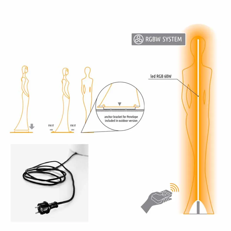 Garten Stehlampe mit RGBW Led Light Statue Design - Penelope von Myyour Viadurini