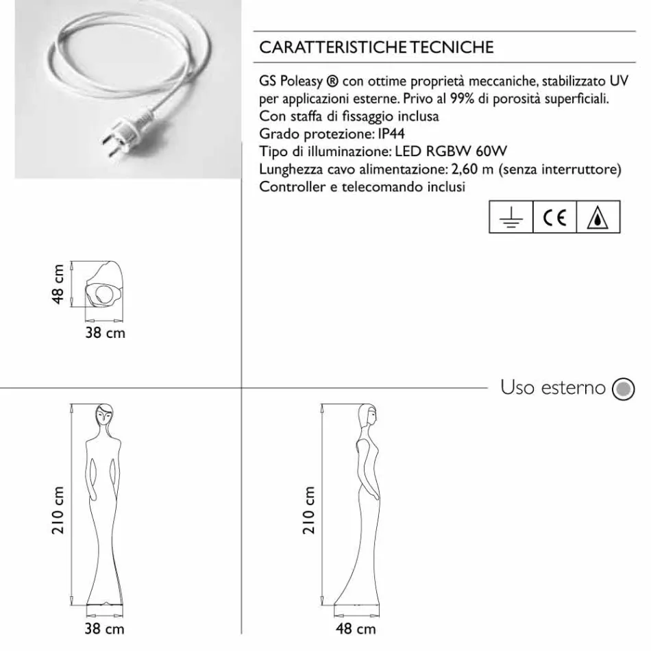 Garten Stehlampe mit RGBW Led Light Statue Design - Penelope von Myyour Viadurini