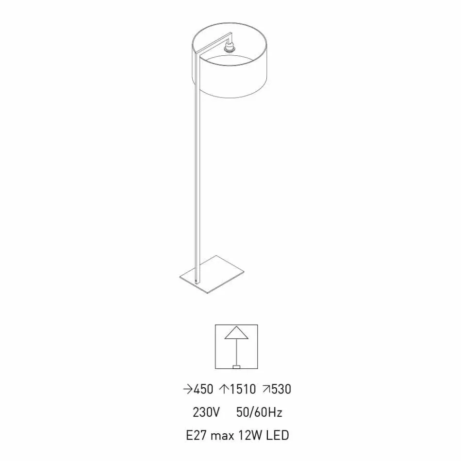 Design Stehleuchte aus Metall mit Leinen Lampenschirm Made in Italy - Bali Viadurini