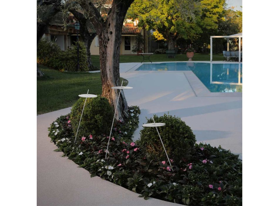 Garten-Stehlampe Aluminium Weiß Design mit Seerosenblatt - Cipriam Viadurini