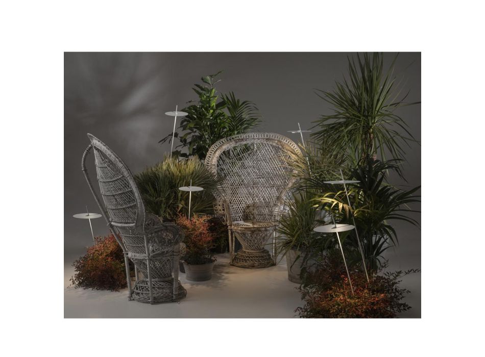 Garten-Stehlampe Aluminium Weiß Design mit Seerosenblatt - Cipriam Viadurini