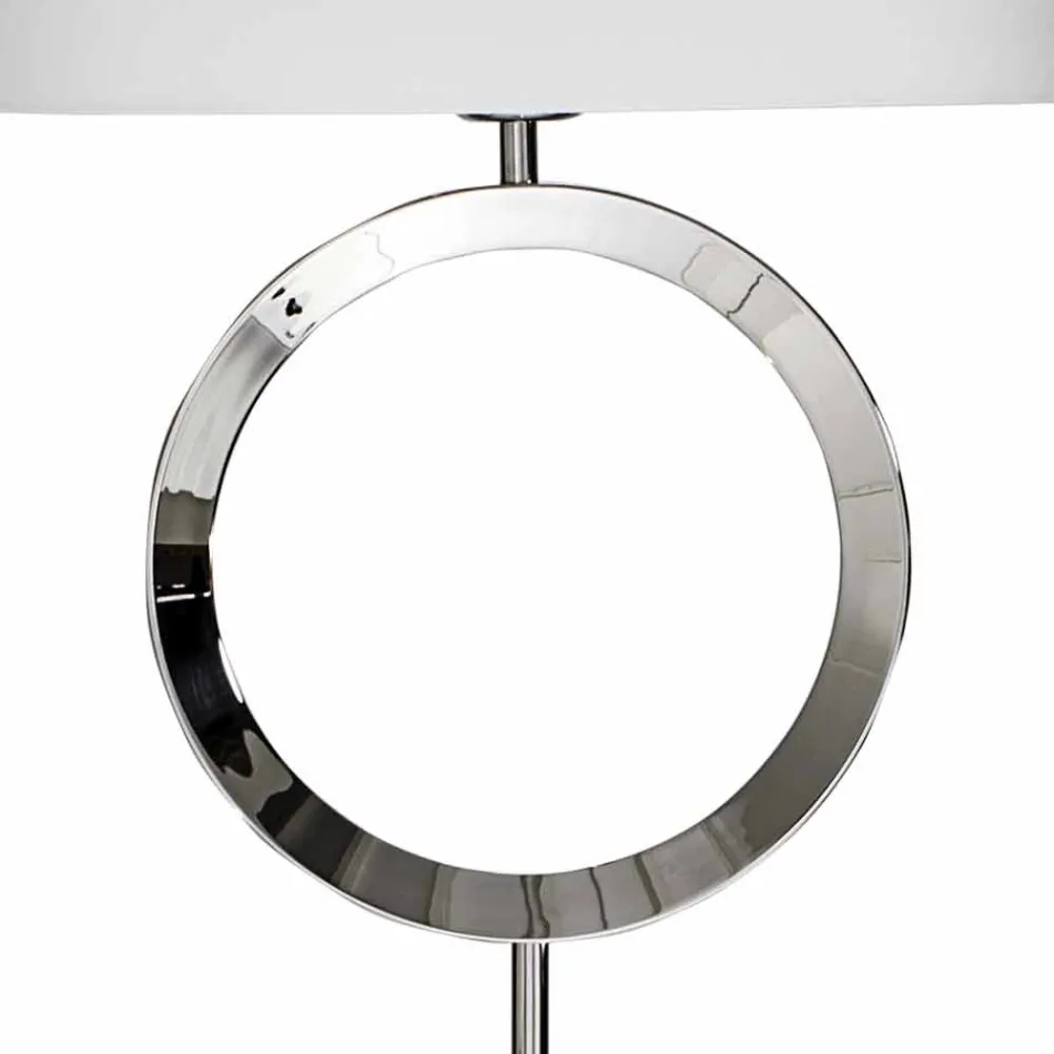 Stehlampe aus Stahl mit weißem Lampenschirm Hmax 149,5cm Moon Viadurini