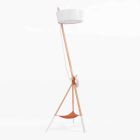Stehlampe aus Holz und Metall mit Details aus veganem Leder - Avetta Viadurini
