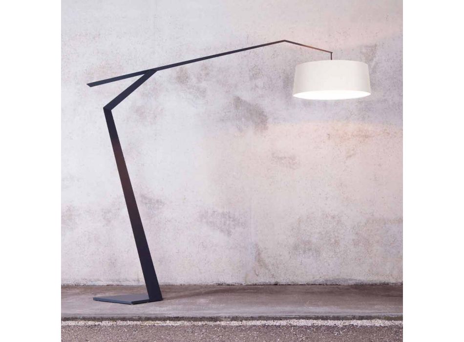 Stehlampe aus Metall mit Lampenschirm aus Stoff Made in Italy - Domino Viadurini