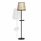 Stehlampe aus Black Metal und Rattan mit Regal Made in Italy - Livia Viadurini