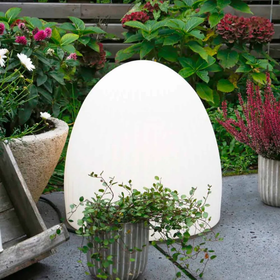 Stehlampe aus weißem Kunststoff mit LED-, Solar- oder E27-Design - Massostar Viadurini