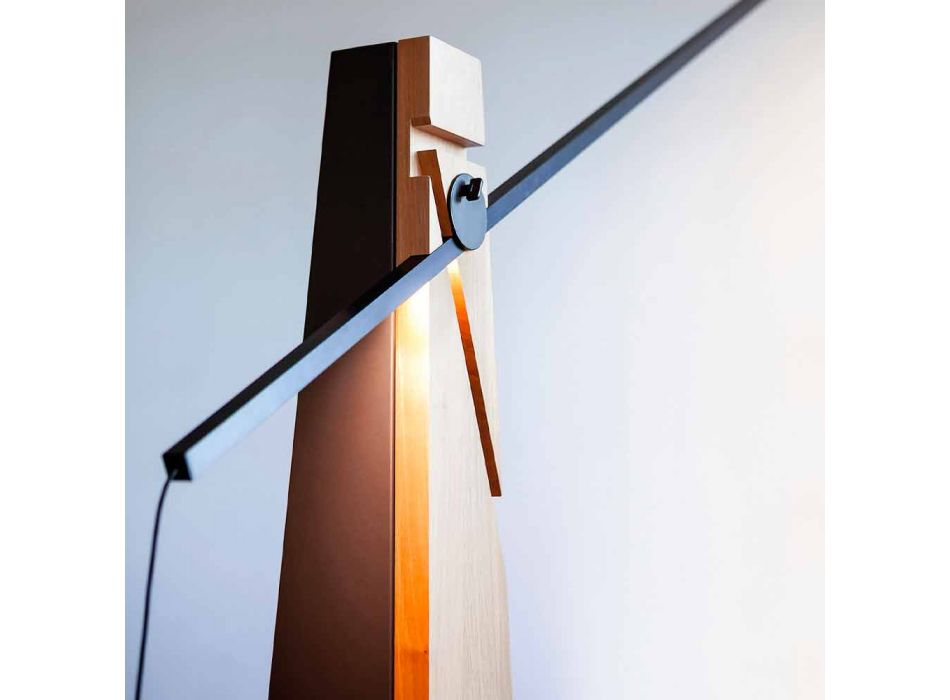 Stehlampe aus massiver Eiche und Stahl Made in Italy, Precious - Calisto Viadurini