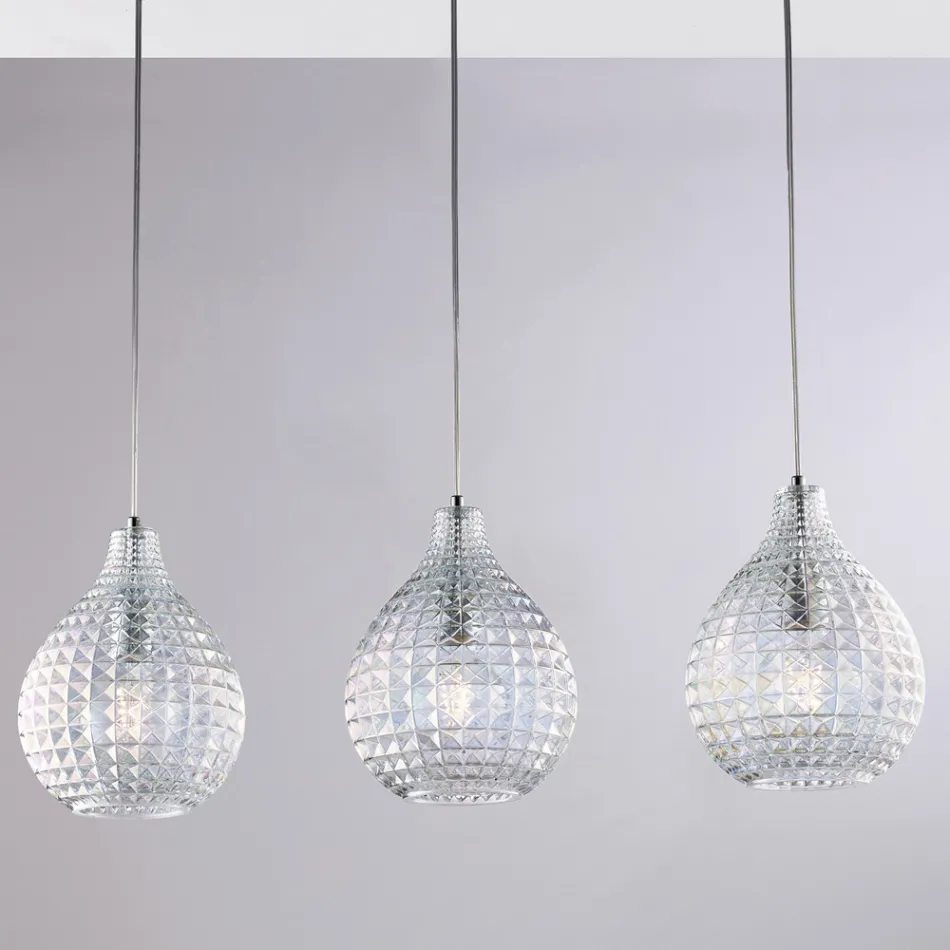 Elegante Lampe aus Glas und Metall, hergestellt in Italien für anspruchsvolle Interieurs – Atlas Viadurini