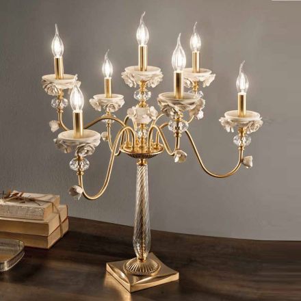 Flambeaux 7 Lights Klassische Lampe aus Porzellan und mundgeblasenem Glas - Eteria Viadurini