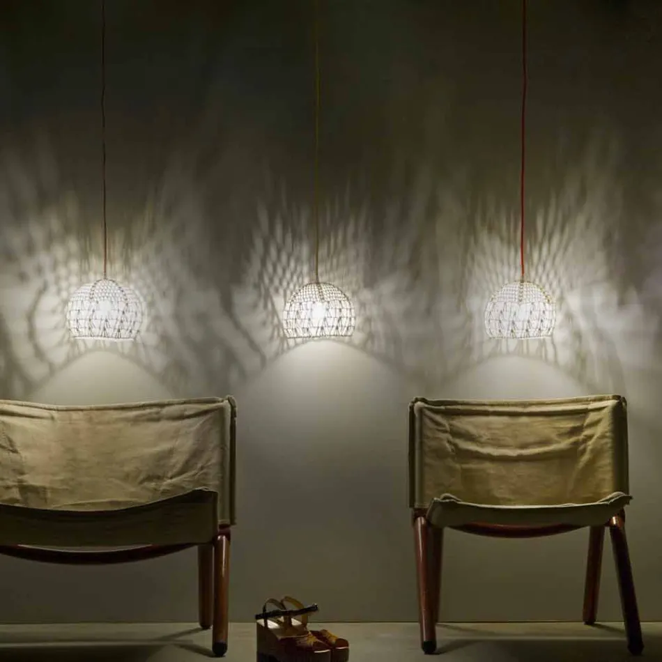 Lampe aus Baumwolle und Viskose in-es.artdesign aufgehängt Moderne Textur Viadurini