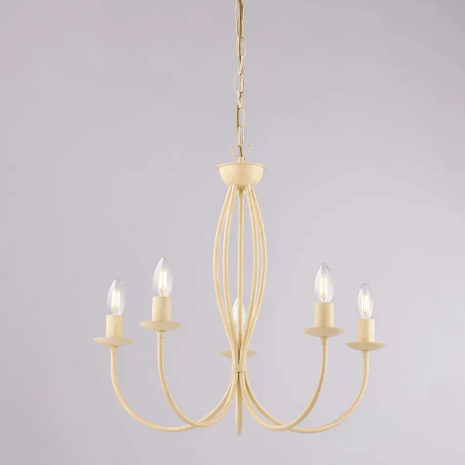 Elegante, weiße Metalllampe im Shabby-Chic-Stil – Roccia Viadurini