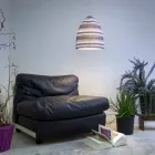 Pendelleuchte aus Nebulit und Wolle In.es.artdesign Flower Stripe Viadurini
