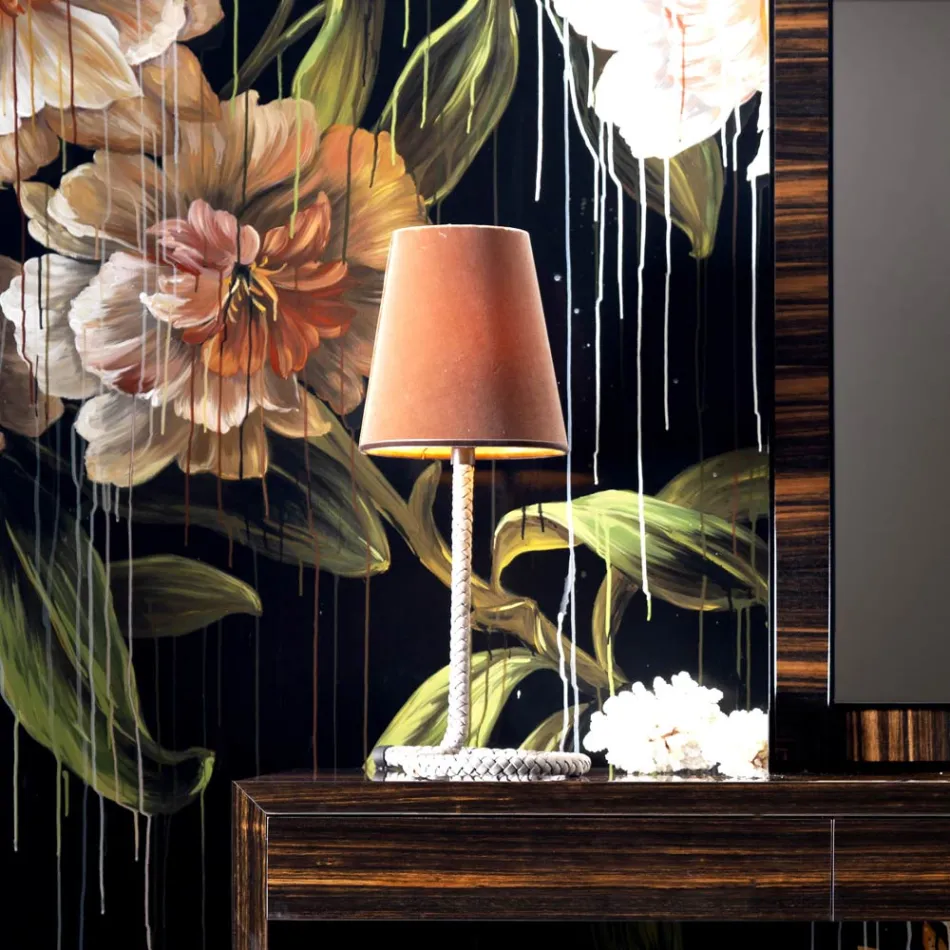 Tischlampe aus Stoff und Leder Grilli Snake in Italien hergestellt Viadurini