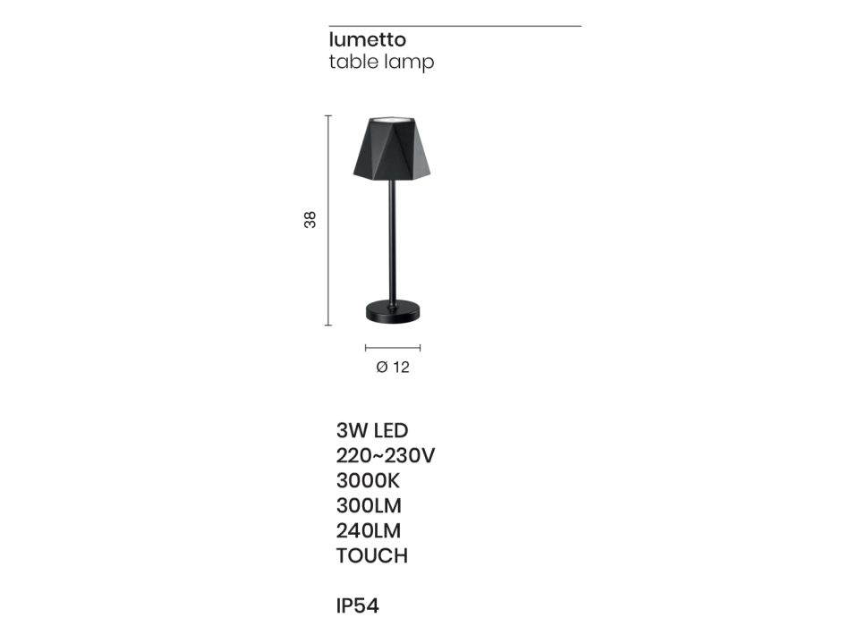 LED-Außentischlampe Touch aus Metall und USB-Aufladung - Villard Viadurini
