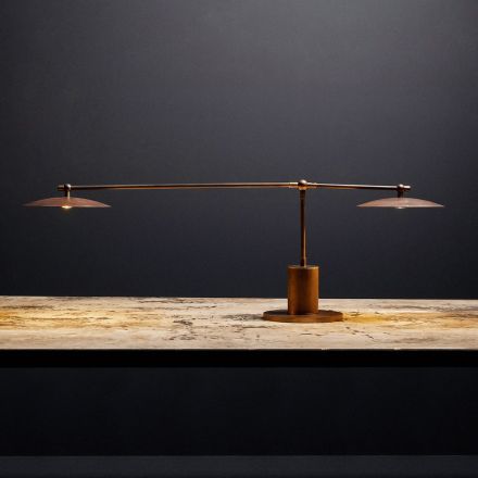 LED-Tischlampe im Vintage-Stil aus Messing und Eisen Made in Italy - Nimbo Viadurini