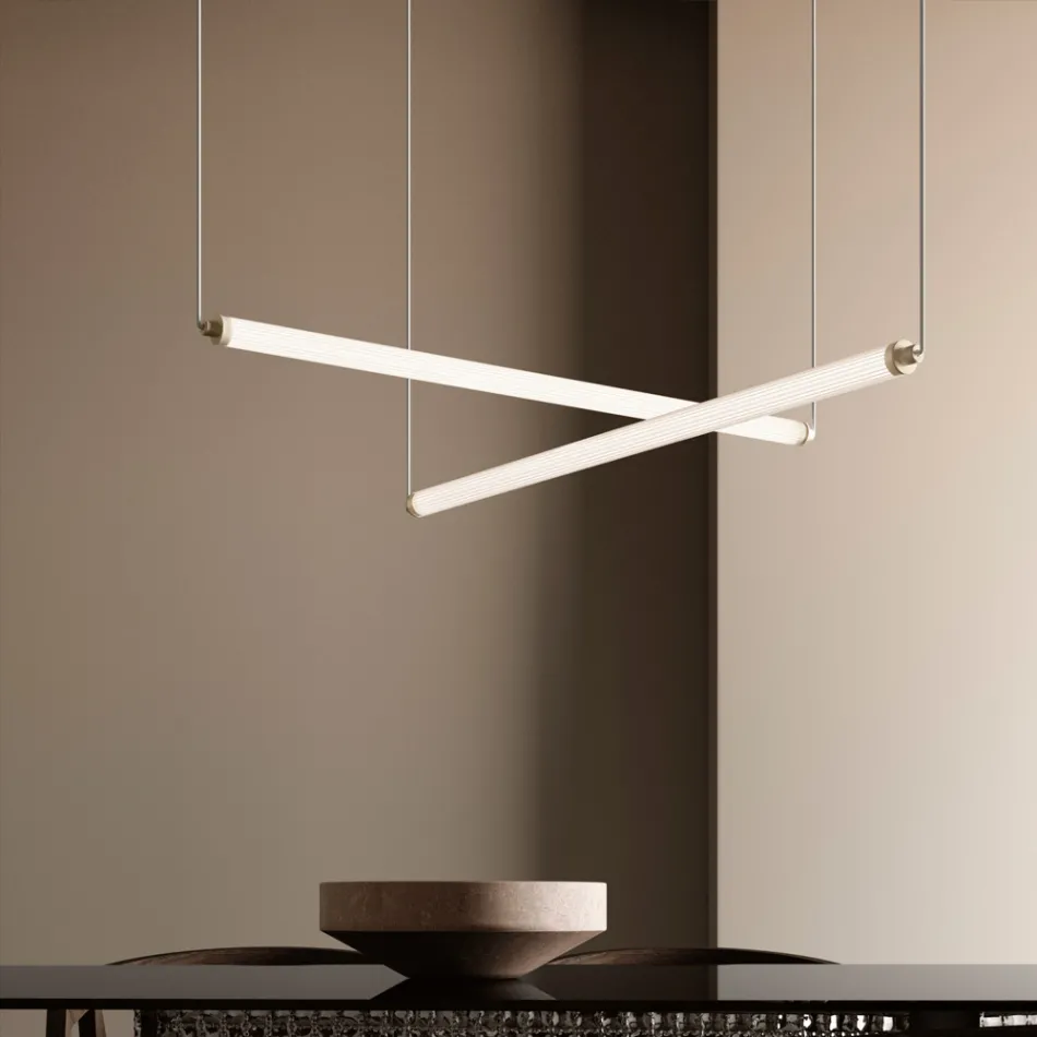 Moderne LED-Lampe aus geripptem Glas mit exklusivem Design, hergestellt in Italien - Lys Viadurini