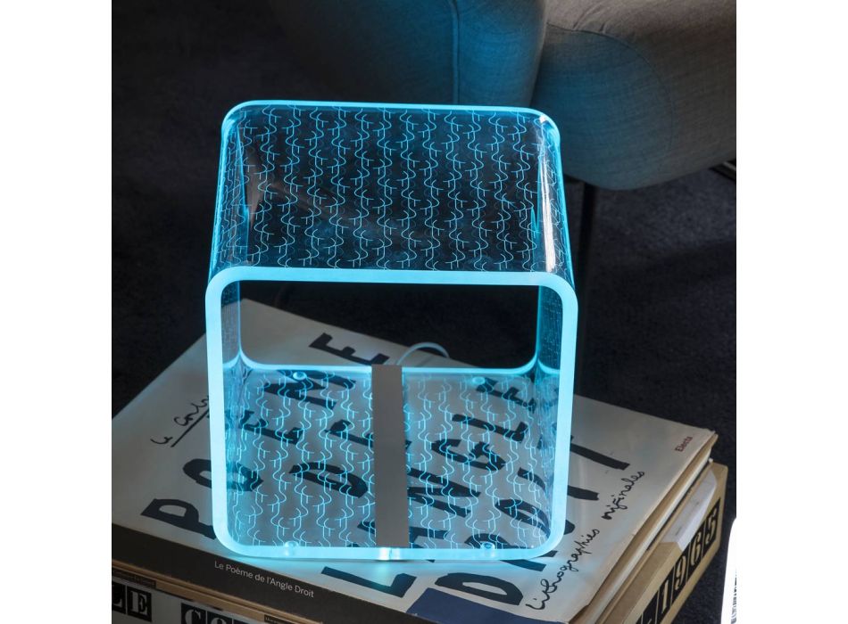 RGB-LED-Lampe in transparentem Acryl-Kristall-Laser-Dekor - Robiola Viadurini
