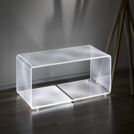 LED-Lampe Leuchtender transparenter Acryl-Couchtisch Laser-Dekor - Robiola Viadurini