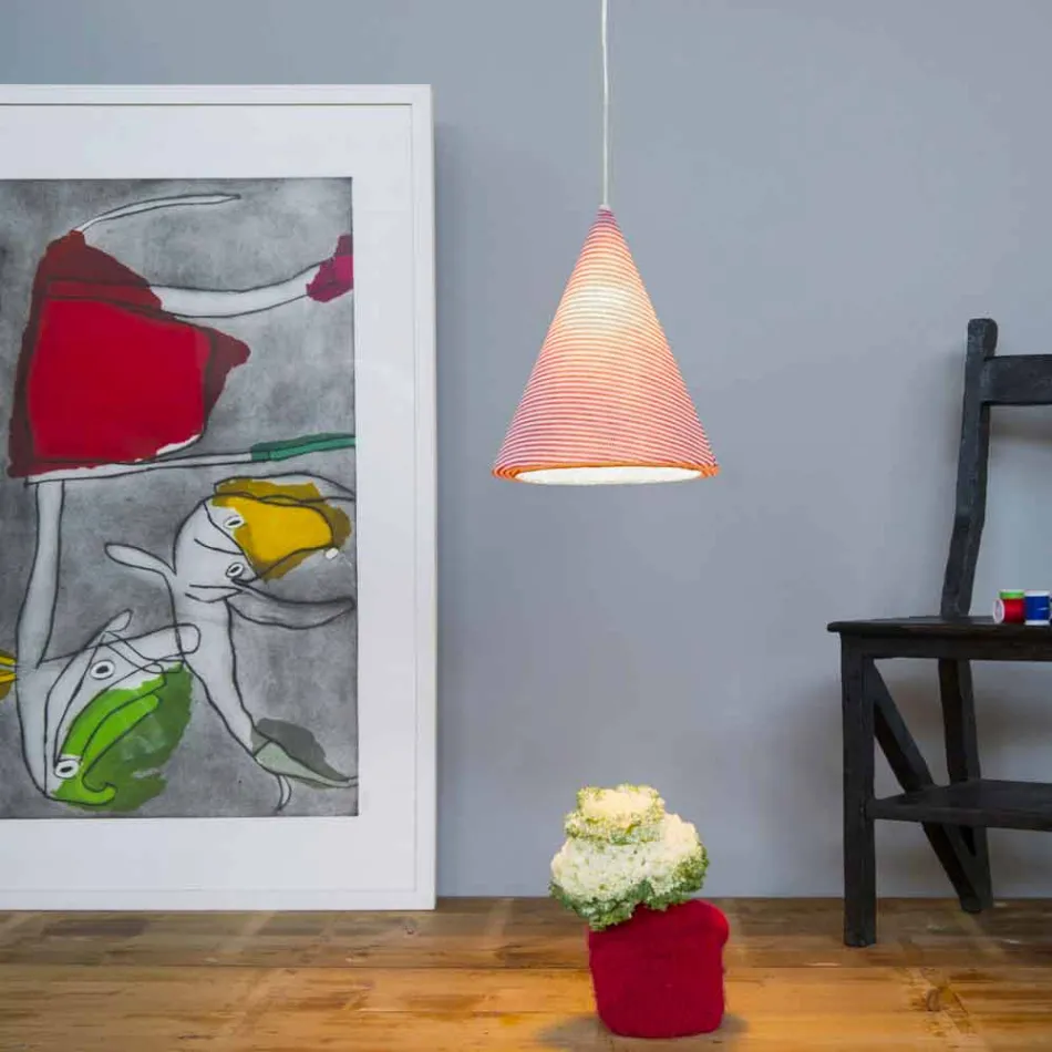 Moderne Pendelleuchte In-es.artdesign Jazz Stripe aus farbiger Wolle Viadurini