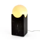 Rechteckige Lampe mit weißer Kugel und Marmorsockel Made in Italy - Koshi Viadurini