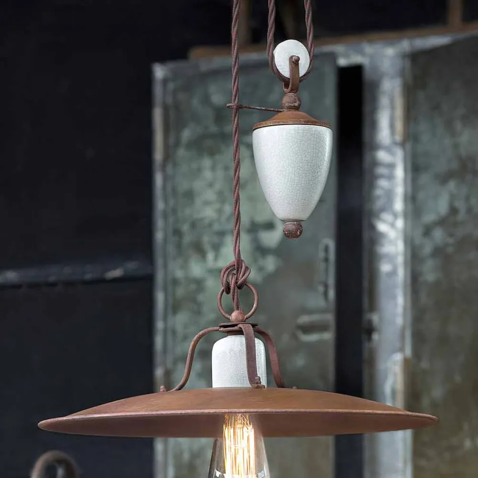 Handwerk und unten Lampe Keramik und Metall Kristen Ferroluce Viadurini