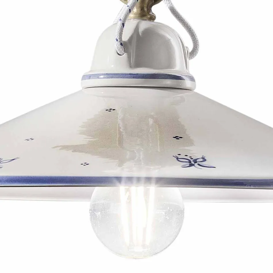 Pendelleuchte aus handbemalter Keramik und Eisen 3 Größen - Asti Viadurini