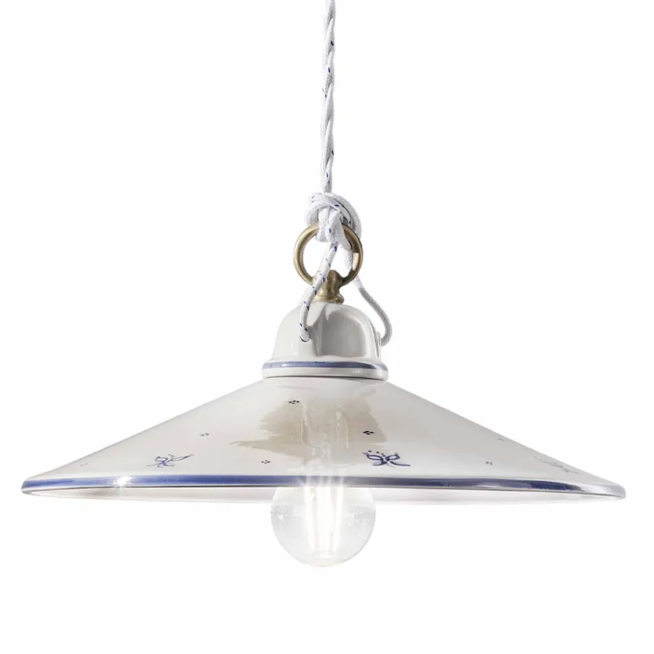 Pendelleuchte aus handbemalter Keramik und Eisen 3 Größen - Asti Viadurini