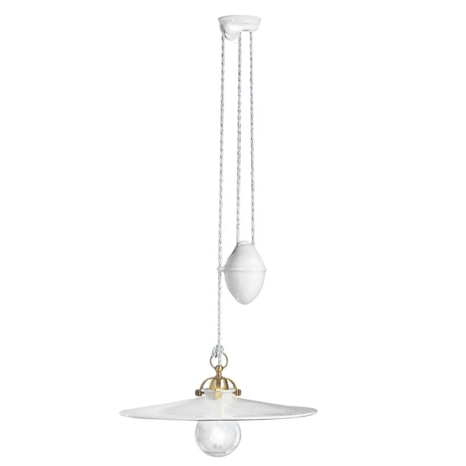 Ups and Down Pendelleuchte aus Eisen und glänzender Keramik 2 Größen - Asti Viadurini