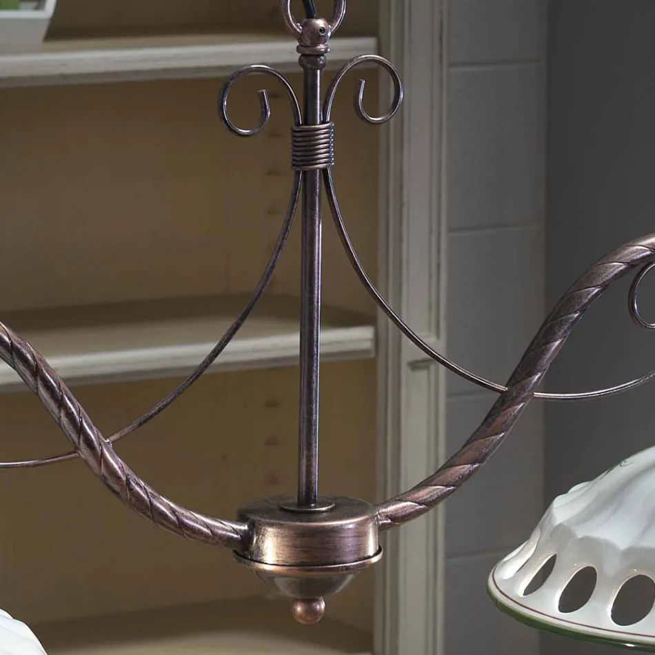 Hängelampe 2 Lichter aus handgefertigter Keramik mit Passanastri - Neapel Viadurini