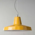 Hängelampe 42 cm aus Messing und toskanischer Majolika Rossi - Toscot Viadurini