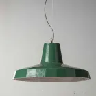 Hängelampe 42 cm aus Messing und toskanischer Majolika Rossi - Toscot Viadurini