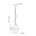 Handgefertigte Hängelampe aus Eisen und Keramik mit Gitter - Industriell Viadurini