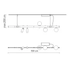 Pendelleuchte Design Weißaluminium mit Glaskugeln und Strahlern - Exodus Viadurini