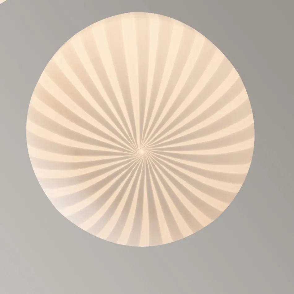 Runde Design-Hängelampe aus weißem Filigranglas - Caravan Viadurini