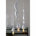 Hängelampe aus mattweißer Keramik mit Eichhörnchen und Eichel - Eichhörnchen Viadurini