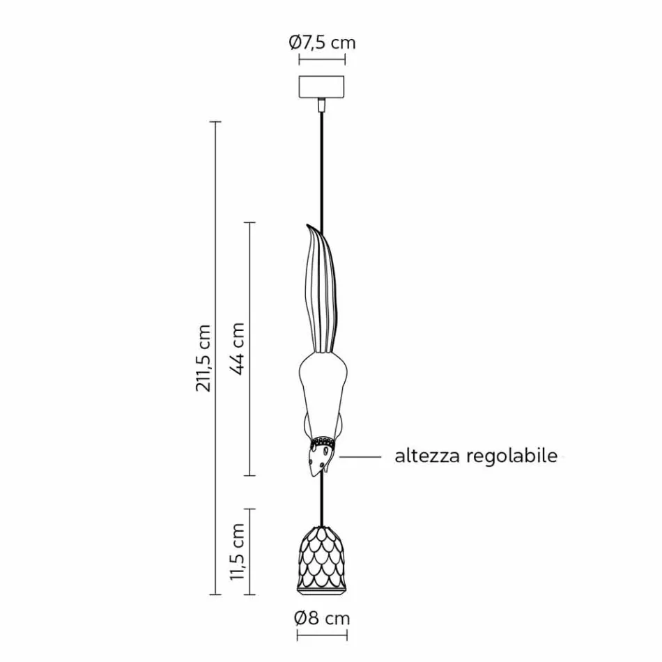 Hängelampe aus mattweißer Keramik mit Eichhörnchen und Eichel - Eichhörnchen Viadurini