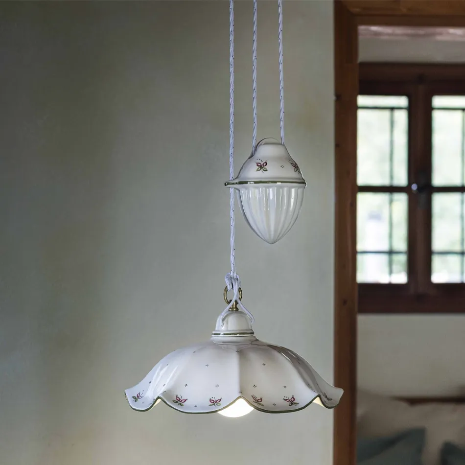 Ups and Down Hängelampe aus handverzierter gewellter Keramik - Belluno Viadurini