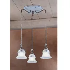 Runde Hängelampe aus Eisen, Glas, handbemalter Keramik - Ferrara Viadurini