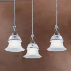 Runde Hängelampe aus Eisen, Glas, handbemalter Keramik - Ferrara Viadurini