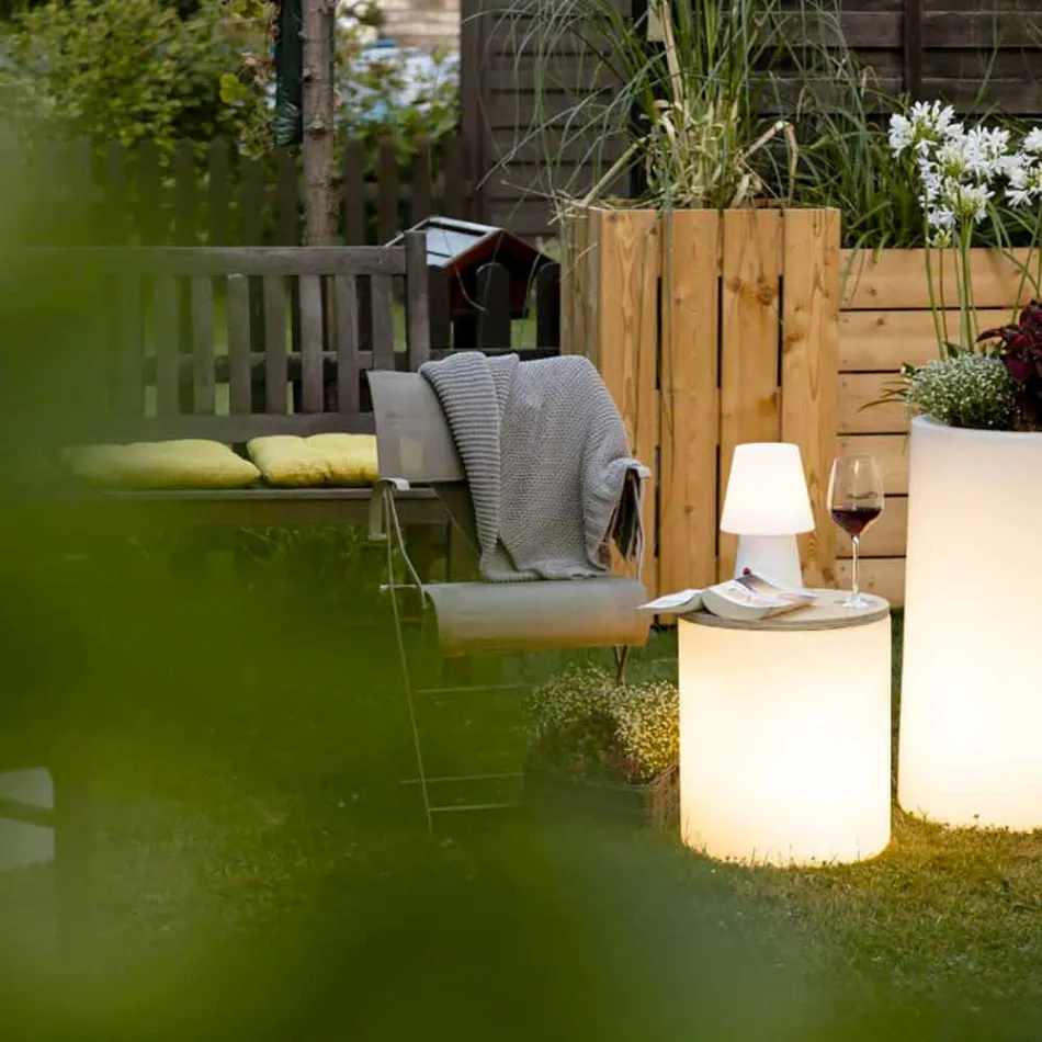 Tischleuchte für Außen- oder Innenausstattung mit LED, Solar oder E27 - Tamburostar Viadurini