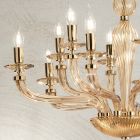 Klassischer Kronleuchter mit 12 Lichtern aus handgefertigtem Rigaton-Glas und goldenem Metall - Fievole Viadurini