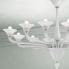 Kronleuchter mit 12 Lichtern aus weißem venezianischem Glas und verchromtem Metall - Ismail Viadurini