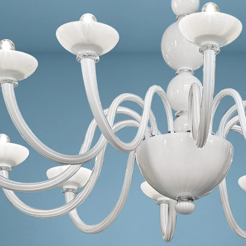 Kronleuchter mit 12 Lichtern aus venezianischem Glas und Metall Made in Italy - Foscarino Viadurini