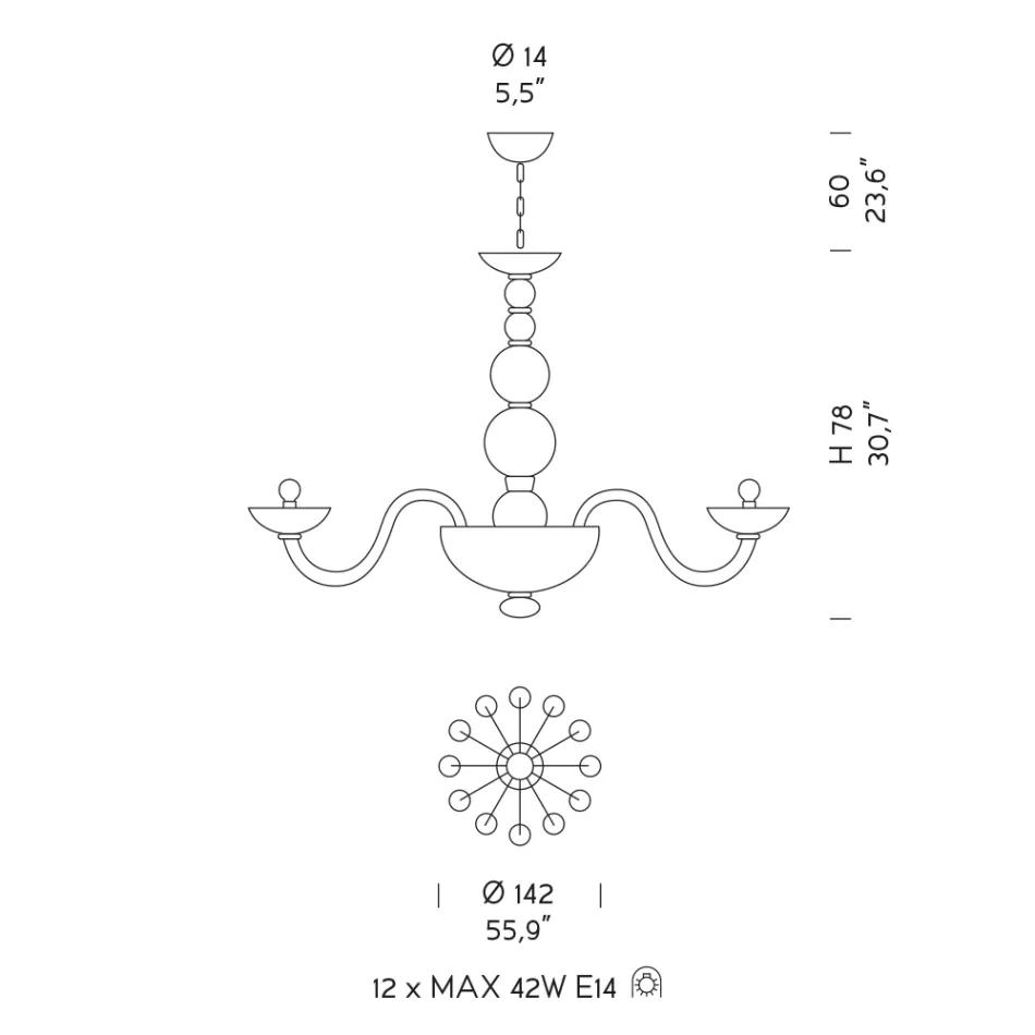 Kronleuchter mit 12 Lichtern aus venezianischem Glas und Metall Made in Italy - Foscarino Viadurini