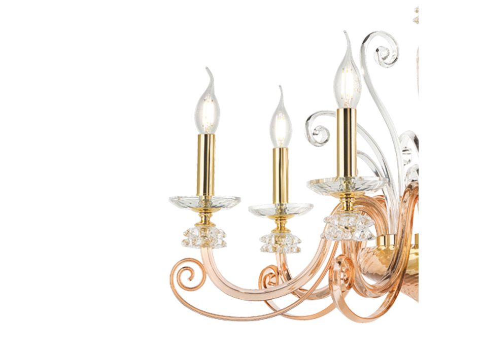 Kronleuchter mit 18 Lichtern aus mundgeblasenem Glas und klassischem Luxuskristall - Cassea Viadurini